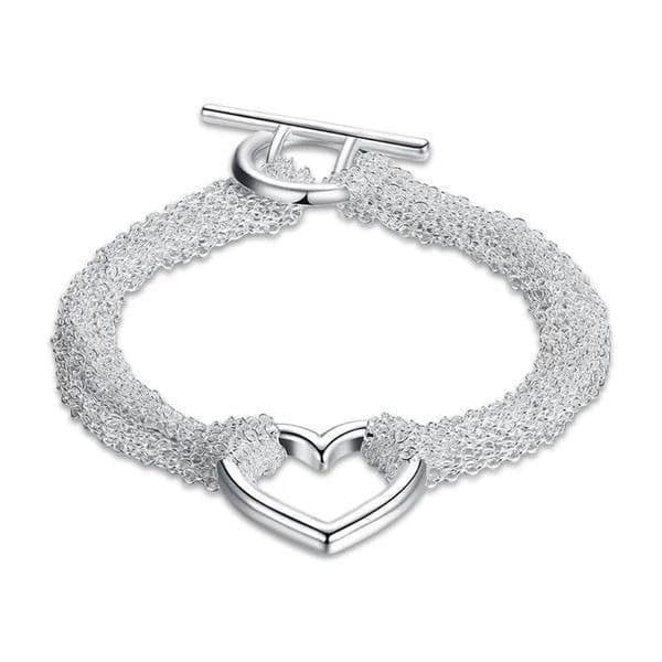 The Mesh Chain Heart Toggle Bracelet 925 silver - Thumbnail 3