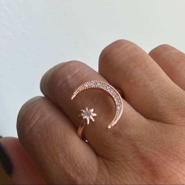 The Moon and Stars Ring in 18k Rose gold plating over 925 - Thumbnail 4