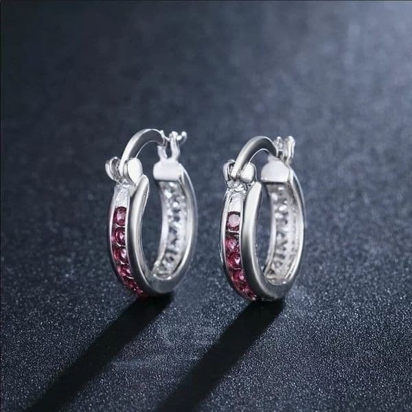 The Prize earrings in red rose noble crystal zircon & sterling Silver - Thumbnail 2