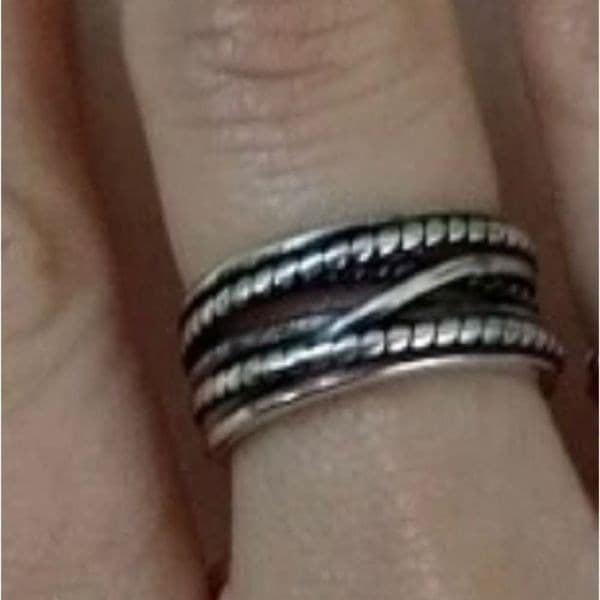 The Boho Weave Ring wide band adjustable in 925 silver - Thumbnail 6