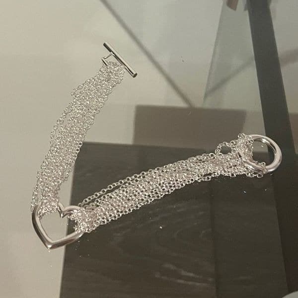 The Mesh Chain Heart Toggle Bracelet 925 silver - Thumbnail 11