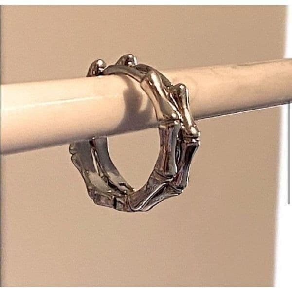 The Bamboo Bae 925 silver dainty huggie, hoop earrings - Thumbnail 7