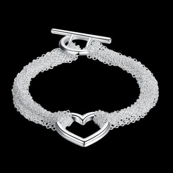 The Mesh Chain Heart Toggle Bracelet 925 silver - Thumbnail 5