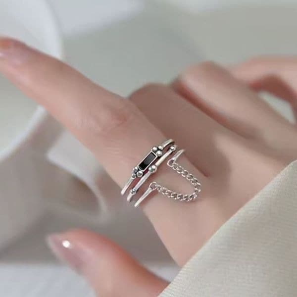 The mini chain adjustable ring in 925 silver - Thumbnail 3