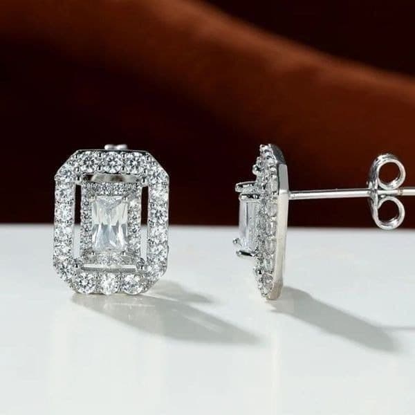 The Show Stopper Rectangular Cubic Zirconia and 925 earrings - Thumbnail 4