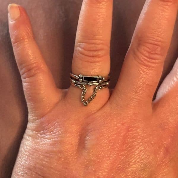 The mini chain adjustable ring in 925 silver - Thumbnail 5