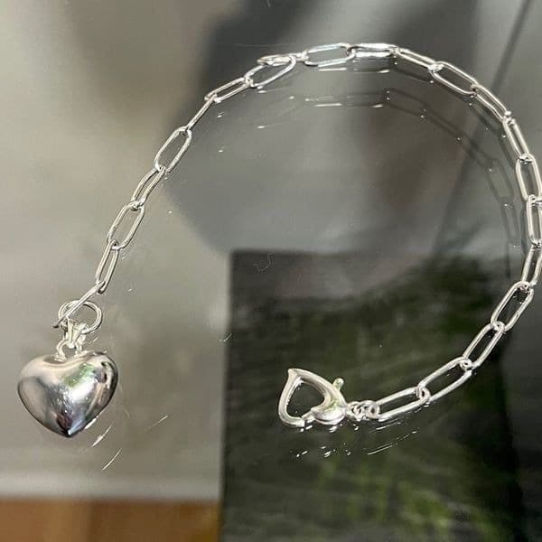 The LOVE Heart Pendant & clasp link bracelet in 925 - Thumbnail 5