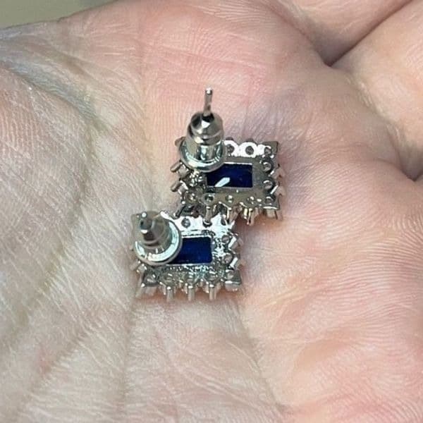 The Royal Blue Elegant stud earrings in 925 silver and cubic zirconia - Thumbnail 2
