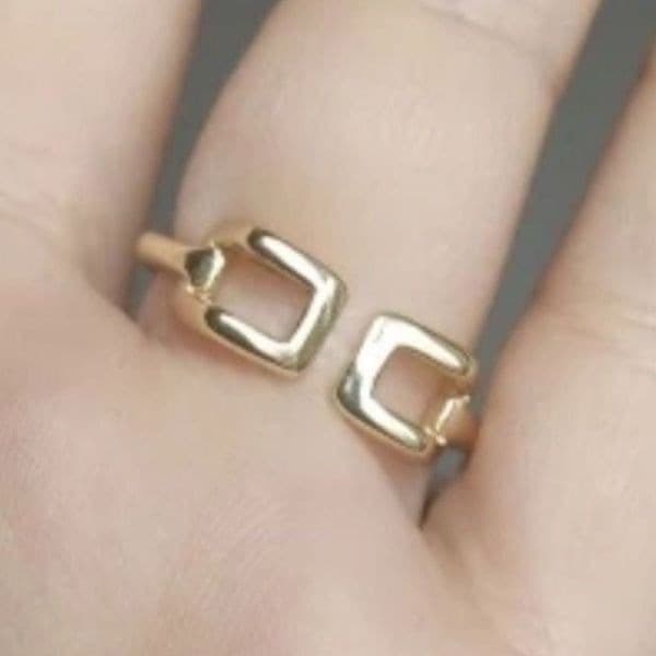 The 3D Geo Ring in 18k gold over 925 silver adjustable - Thumbnail 5