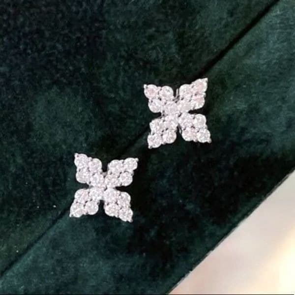 The Fabulous Four Points Dainty 925/White Sapphire Drop stud earrings - Image 1