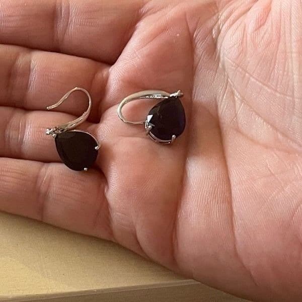 The Mystical Sapphire Teardrop Drop Earrings in 925 silver - Thumbnail 8