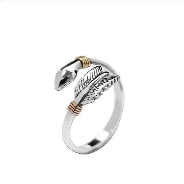 The Arrow Adjustable ring in 925 silver and 14k yellow gold plated accents - Thumbnail 4
