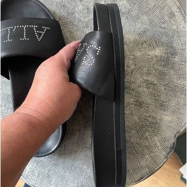 AllSaints Sophie leather sliders in black size 37 us 6.5 - Thumbnail 8