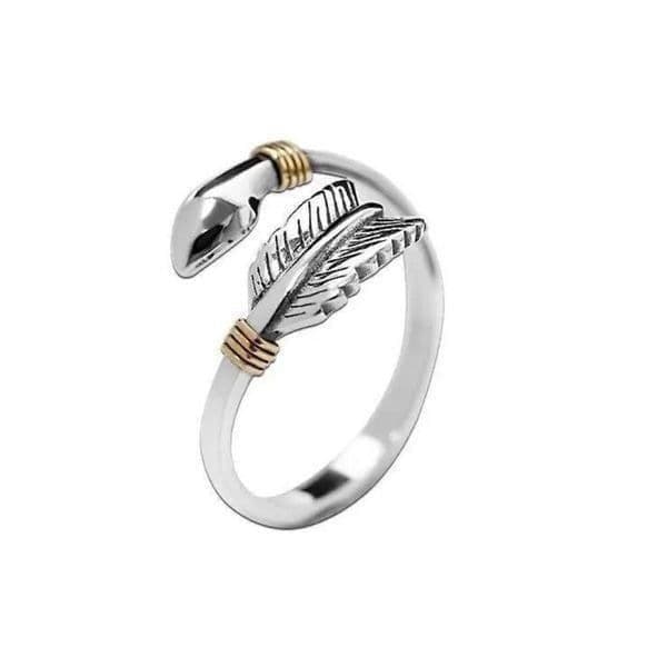 The Arrow Adjustable ring in 925 silver and 14k yellow gold plated accents - Thumbnail 6