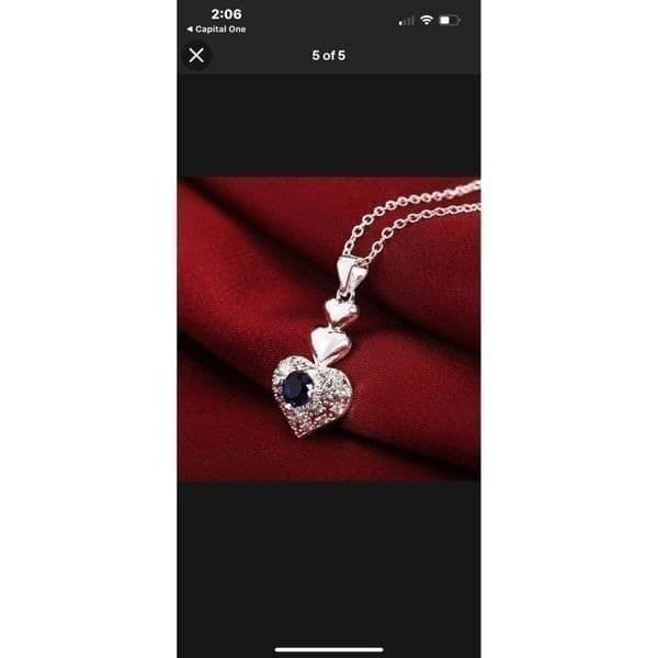 The Something Blue Heart pendant necklace in sapphire and 925 - Thumbnail 3