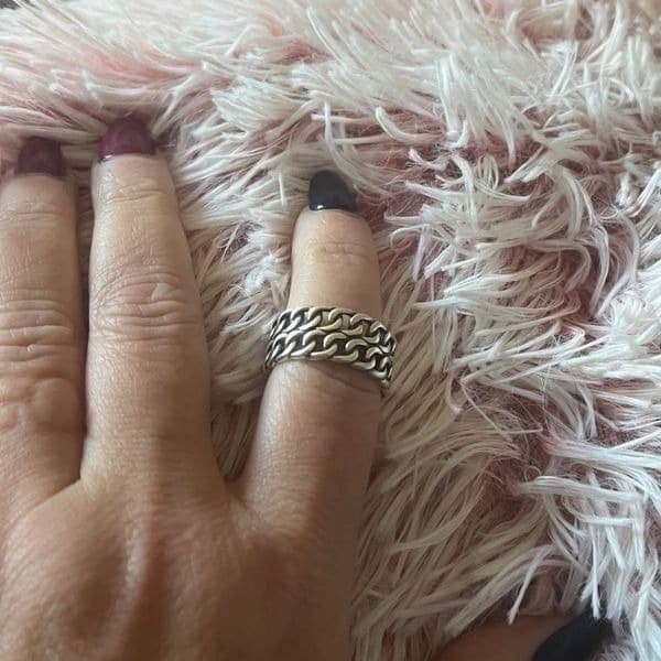 The Double Link Punk Ring in antiqued 925 silver. - Thumbnail 6