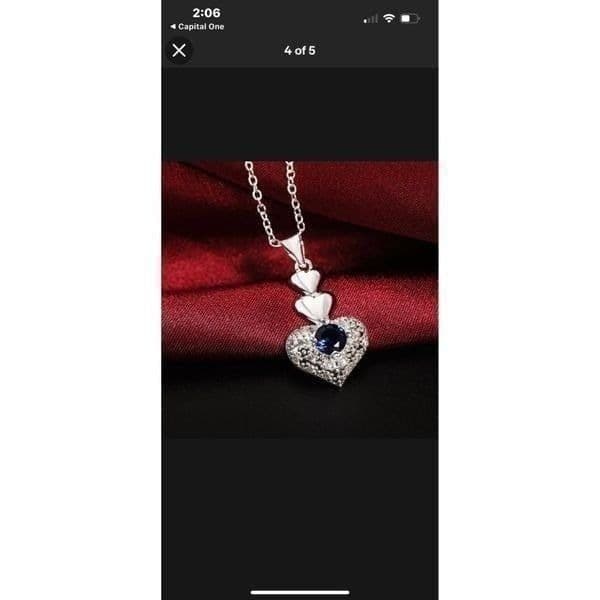 The Something Blue Heart pendant necklace in sapphire and 925 - Thumbnail 2