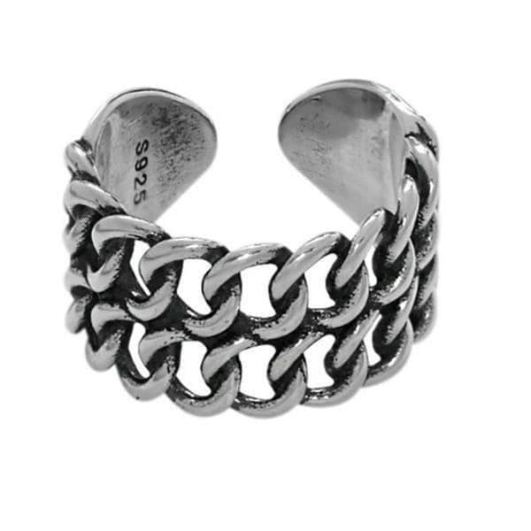 The Double Link Punk Ring in antiqued 925 silver. - Thumbnail 2