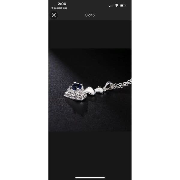 The Something Blue Heart pendant necklace in sapphire and 925 - Thumbnail 5