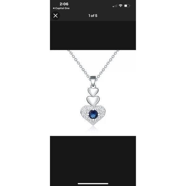 The Something Blue Heart pendant necklace in sapphire and 925 - Thumbnail 4