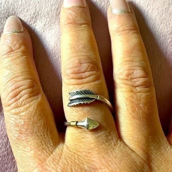 The Arrow Adjustable ring in 925 silver and 14k yellow gold plated accents - Thumbnail 12