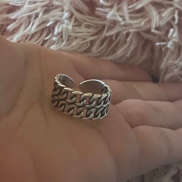 The Double Link Punk Ring in antiqued 925 silver. - Thumbnail 7