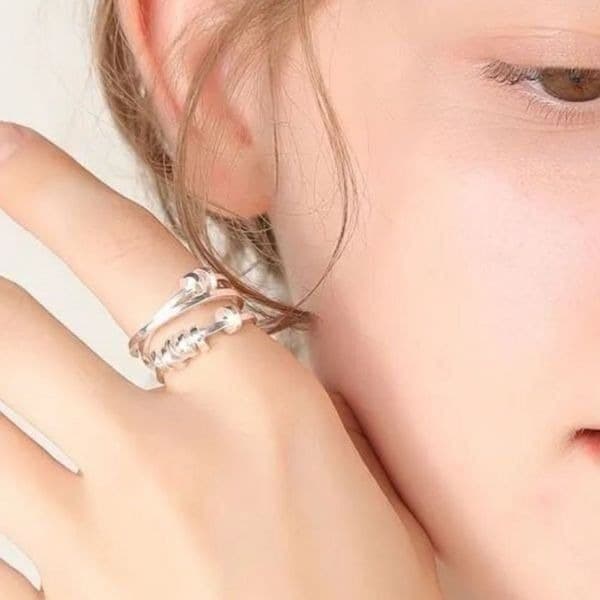 The Abstract Geo statement Ring in 925 silver - Image 1