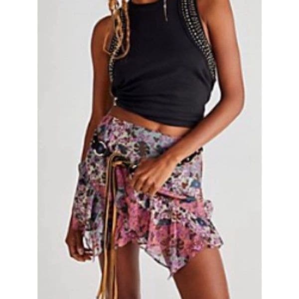 Free People Sammy Floral miniskirt sz L - Thumbnail 6