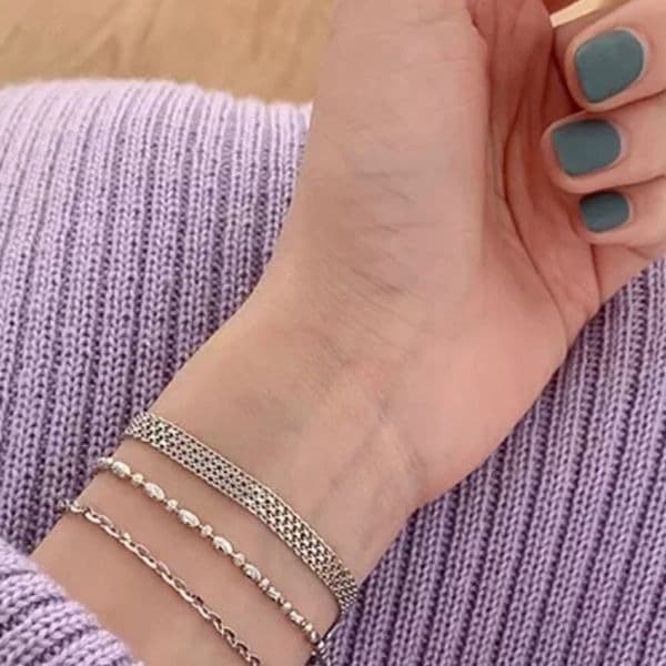 The Dainty flat Link silver bracelet - Thumbnail 7