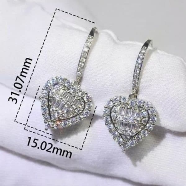 The Heart of Bling ️ 925 Silver Drop Earrings w White Sapphire - Thumbnail 3