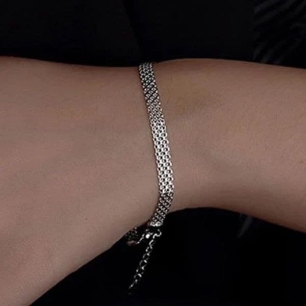 The Dainty flat Link silver bracelet - Thumbnail 2