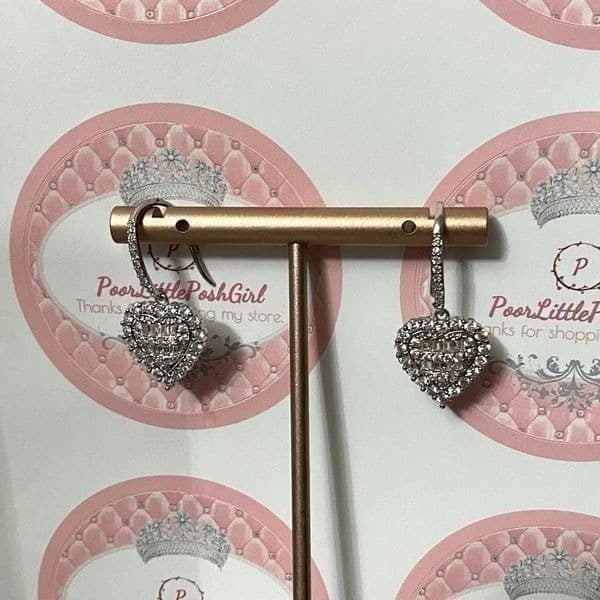 The Heart of Bling ️ 925 Silver Drop Earrings w White Sapphire - Thumbnail 4