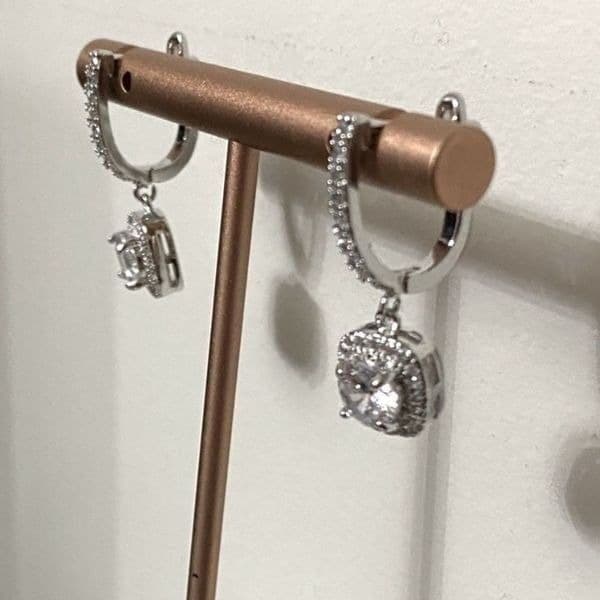 The Bling 925 Silver Drop White Sapphire Earrings - Thumbnail 2