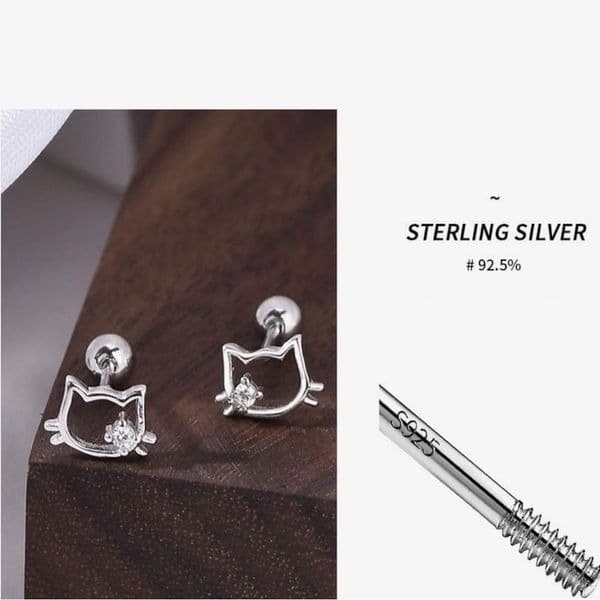 The dainty kitty earrings in 925 - Thumbnail 6