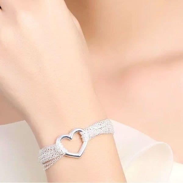 The Mesh Chain Heart Toggle Bracelet 925 - Image 1