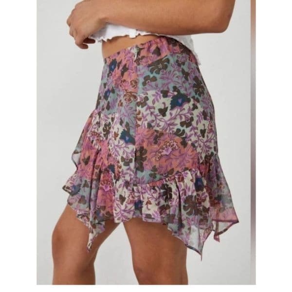 Free People Sammy Floral miniskirt sz L - Thumbnail 2
