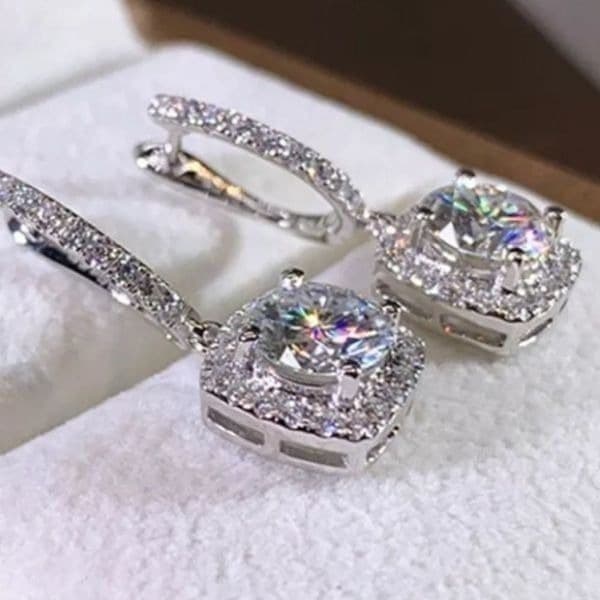 The Bling 925 Silver Drop White Sapphire Earrings - Thumbnail 6
