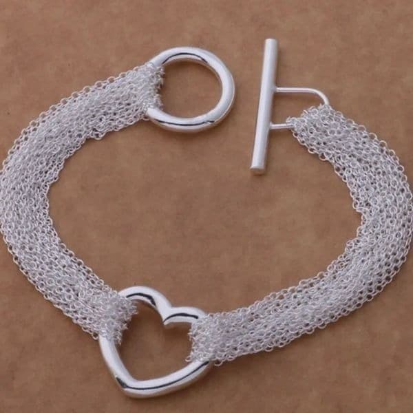 The Mesh Chain Heart Toggle Bracelet 925 - Thumbnail 4
