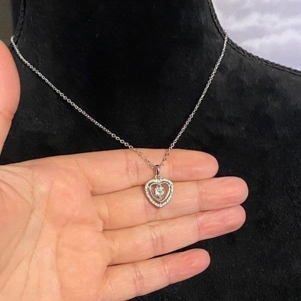 The Kelly 925 & Cubic Zirconia floating heart pendant necklace - Thumbnail 9