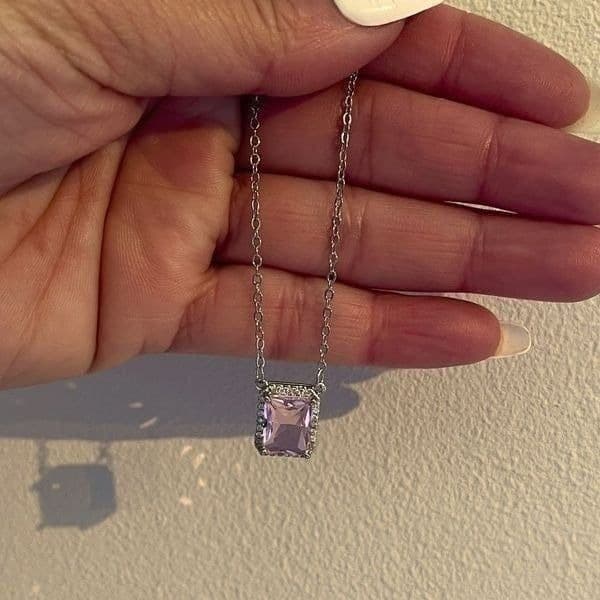 The Pink Geo Necklace with cubic zirconia and 925. - Thumbnail 6