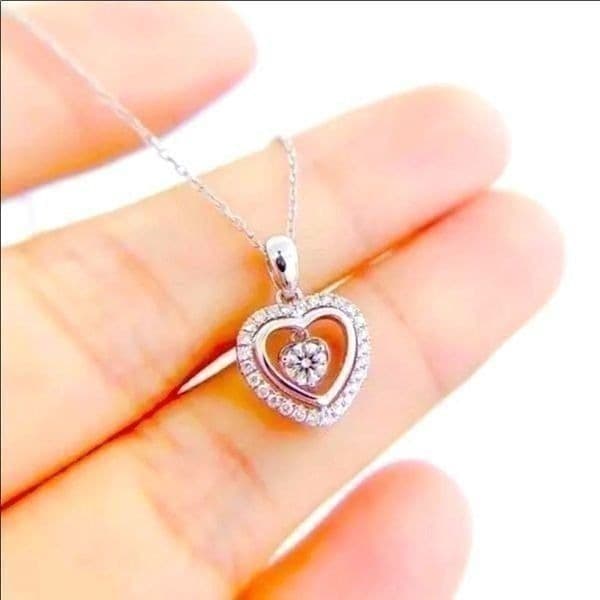 The Kelly 925 & Cubic Zirconia floating heart pendant necklace - Thumbnail 3