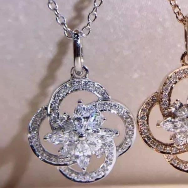 The Swirl 925 and Cubic zirconium estate inspired pendant necklace - Thumbnail 8