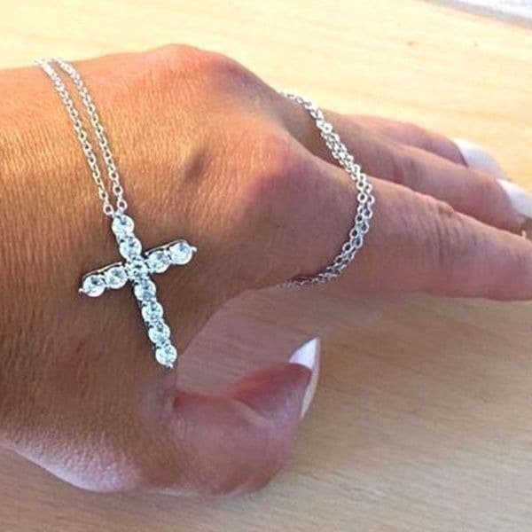The Classic Cross 925 White Sapphire pendant necklace - Image 1