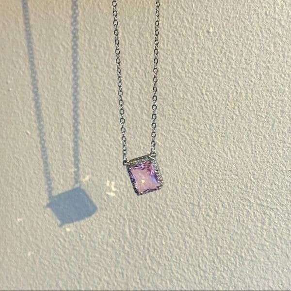 The Pink Geo Necklace with cubic zirconia and 925. - Thumbnail 5