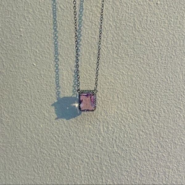 The Pink Geo Necklace with cubic zirconia and 925. - Thumbnail 8