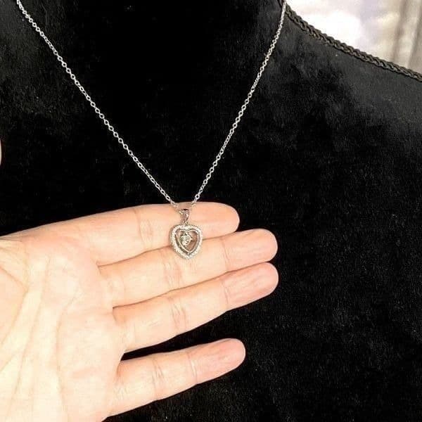 The Kelly 925 & Cubic Zirconia floating heart pendant necklace - Thumbnail 10