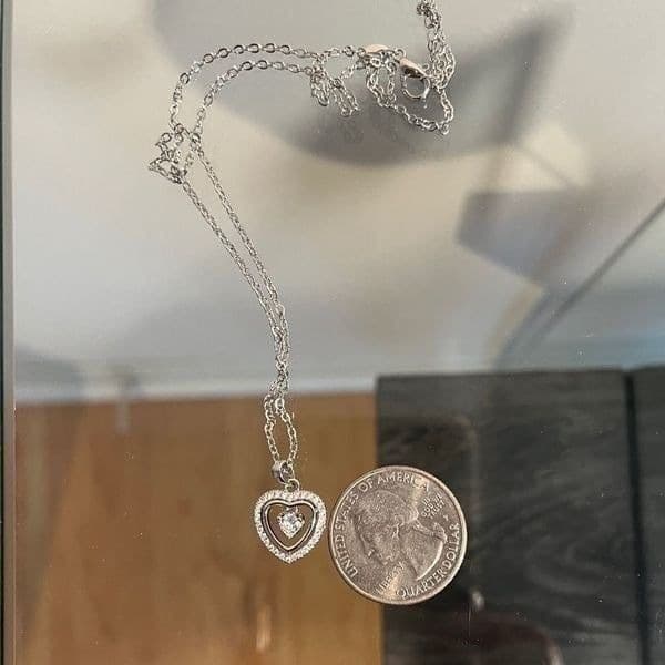 The Kelly 925 & Cubic Zirconia floating heart pendant necklace - Thumbnail 6