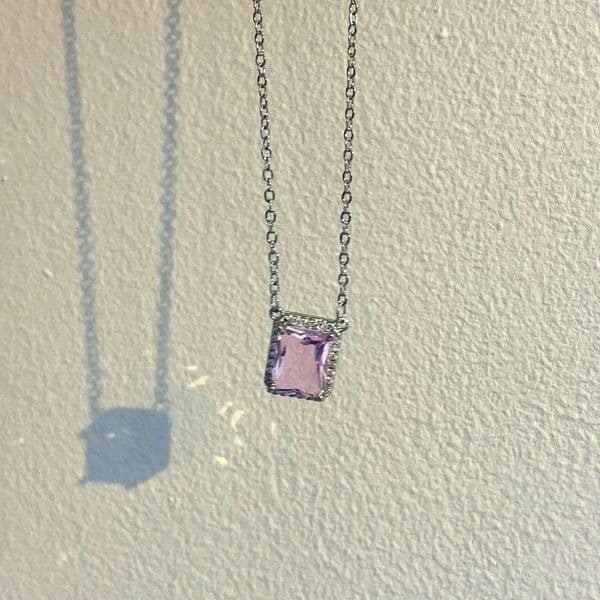 The Pink Geo Necklace with cubic zirconia and 925. - Thumbnail 4