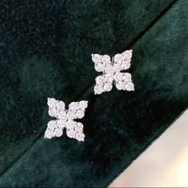 The Fabulous Four Points Dainty 925/White Sapphire Drop stud earrings - Thumbnail 2