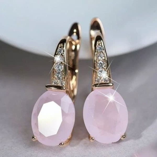 The Pink Moon Nights 14k Gold Plated Pink moonstone earrings - Thumbnail 5